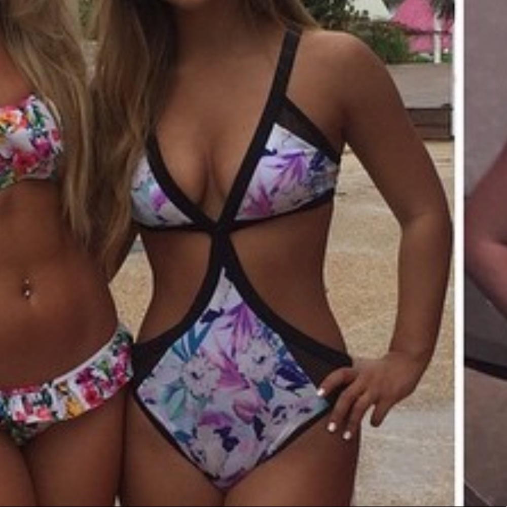 Victorias Secret Bikini Monokini Floral Mesh